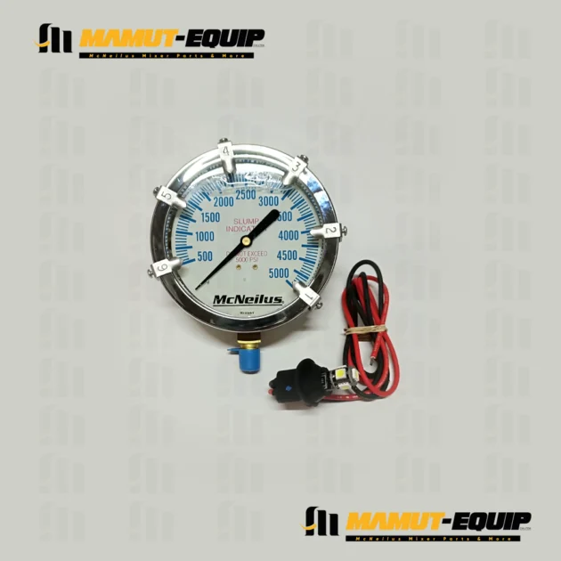 MANÓMETRO DE ASENTAMIENTO DE MEZCLADORA DE CONCRETO, 5000PSI, 0.25" NPT, CON PUNTERO Y LUZ LED